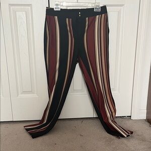 Tory Burch Black and Brown Striped Women's Flare Pants